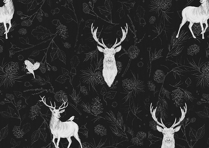 Highland Stags, Black And White - Roller Blind - Image 6
